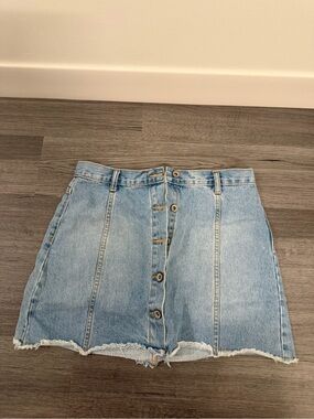 Forever 21 Light Blue Denim Button-Front Mini Skirt